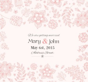 Red Flowers Wedding Invitation Card Template Vector