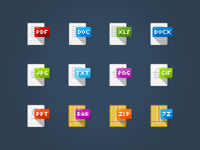 12 File Type Icons PSD