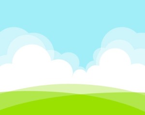 Grassland White Clouds Vector Illustration