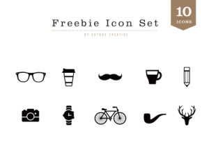 10 Hipster Icons Vector