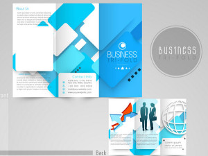 Creative Blue Tri-fold Business Brochure Vector