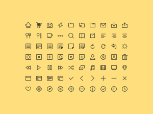 70 Simple Line Icons PSD