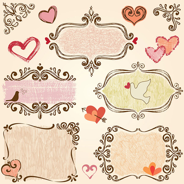 Hand Drawn Valentine's Day Ornaments Vector