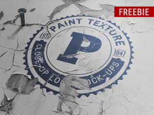 Old Paint Close-up Logo Mockup PSD