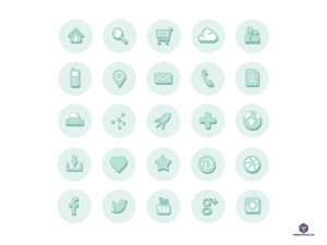 25 Circle Web Icons Vector