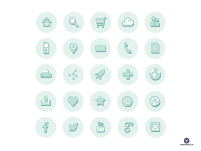 25 Circle Web Icons Vector