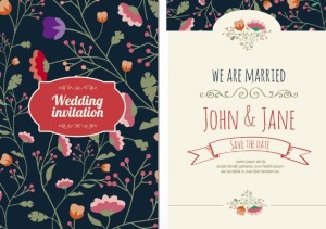 Graceful Floral Wedding Invitation Card Vector