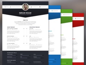 4 Color Modern Resume Template PSD