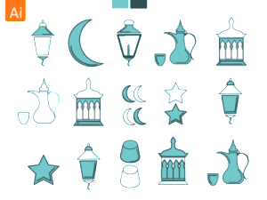 15 Ramadan Kareem Icons Vector