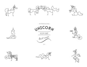 Unicorn Icon Set Vector