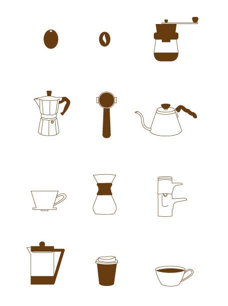 12 Coffee Icons (PNG+SVG)