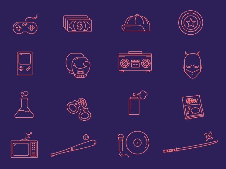 16 Random Line Icons Vector