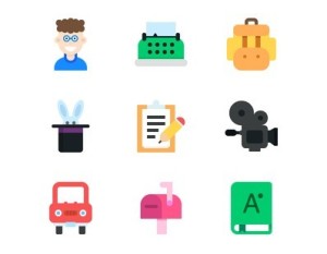 9 Flat Icons Vector