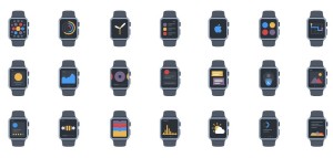 20 Flat Apple Watch Icons Vector