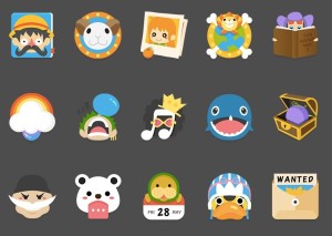 15 Flat One Piece Icons PSD