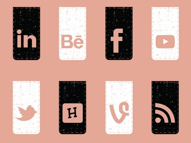 20 Retro Style Social Media Icons Vector