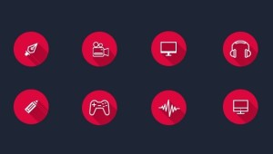 8 Flat Long Shadow Circle Icons