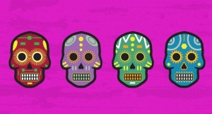 Candy Floral Skulls Vector