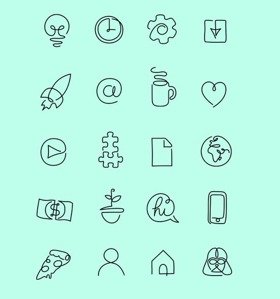 One Line Startup Icons