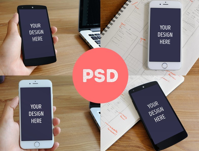 Photorealistic iPhone 6 & Nexus 5 Mockups