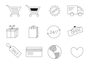 12 E-commerce Line Icons Vector