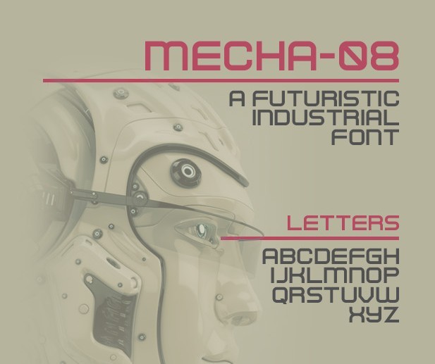 Mecha 08 Futuristic Typeface