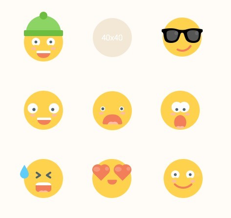 9 Flat Emoji Icons For Sketch