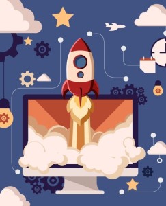 Rocket Launch Vector Illustration