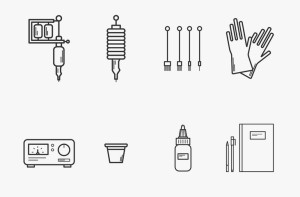 Tattoo Equipment Vector Icon Set