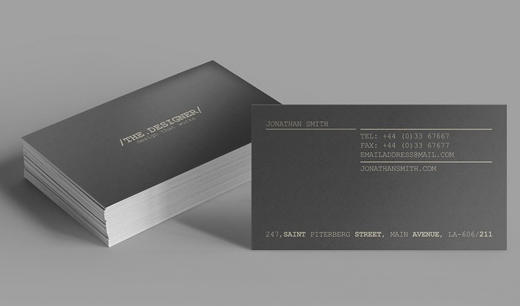 Dark Grey Corporate Business Card Template PSD