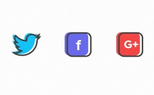 3 Flat Color Social Icons Vector