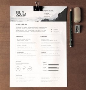 Clean Realistic Resume CV Template PSD