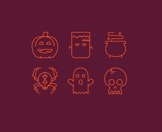 6 Vector Halloween Line Icons