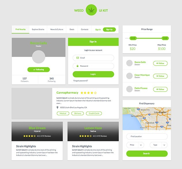 Green Weed UI Kit For Sketch