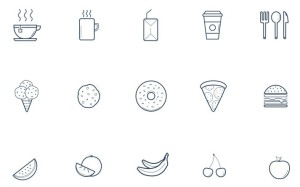 15 Kitchen Line Icons Vector