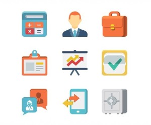 9 Flat Business Icons PSD