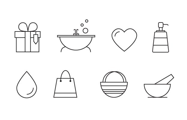 8 Skin Care Line Icons Vector