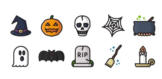 10 Simple Halloween Icons SVG