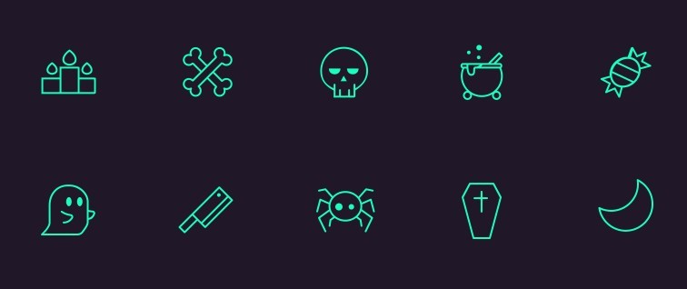 10 Halloween Stroke Icons Vector