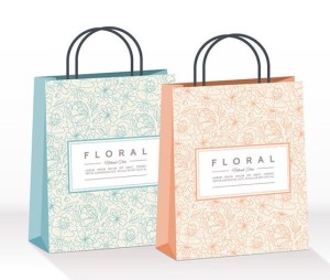 Floral Paper Shopping Bag Template Vector