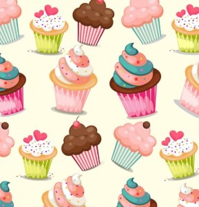 Seamless Cupcakes Pattern Vector