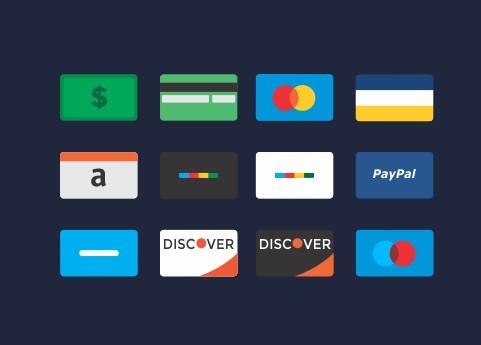 12 Flat Credit Card Icons PSD