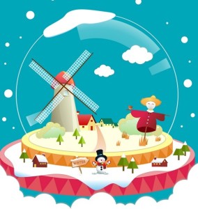 Christmas Crystal Ball Vector Illustration