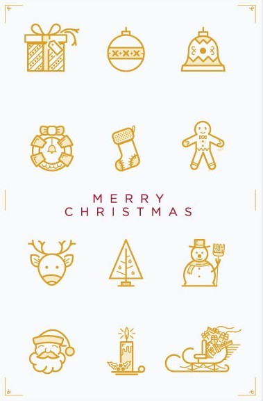 12 Christmas Line Icons Vector