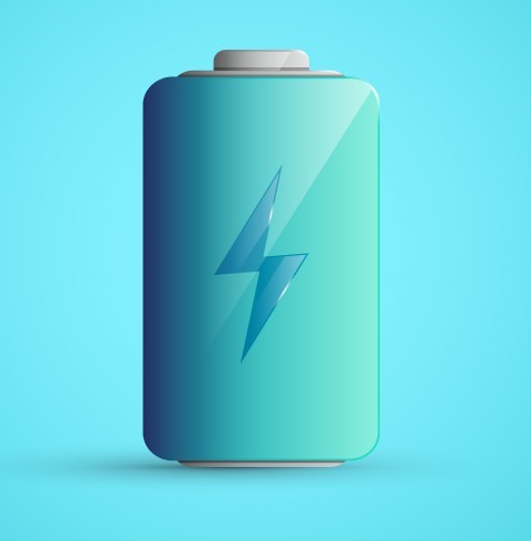 3D Blue Battery Vector