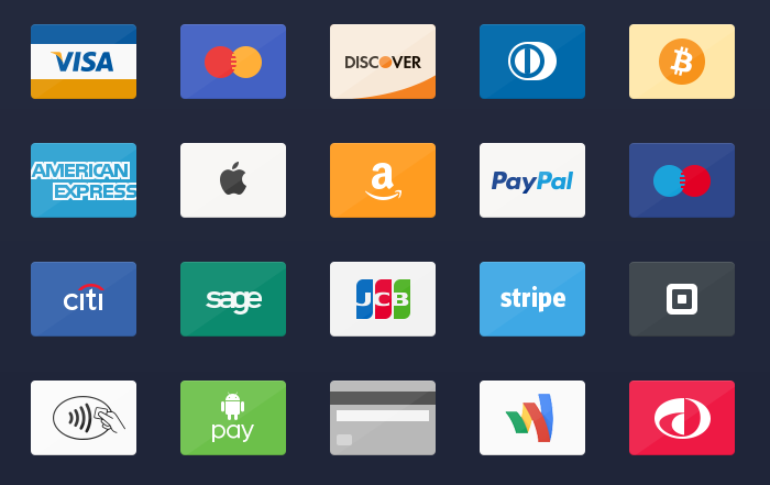 20 Flat Credit Card Icons PSD