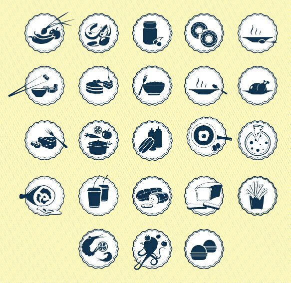 Badge Style Food Icons