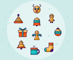 10 Retro Christmas Icons Vector