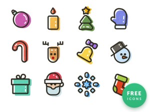 12 Colorful Christmas & New Year Icons