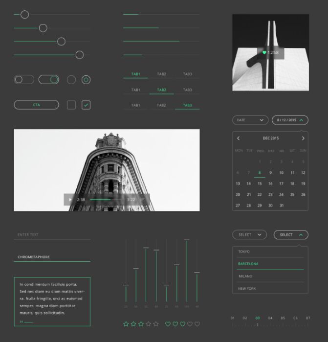 Dark Neon UI Kit PSD